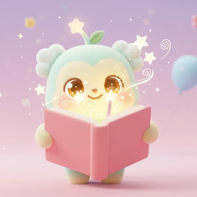 BabySteps — Mongle Maskottchen öffnet ein Zauberbuch